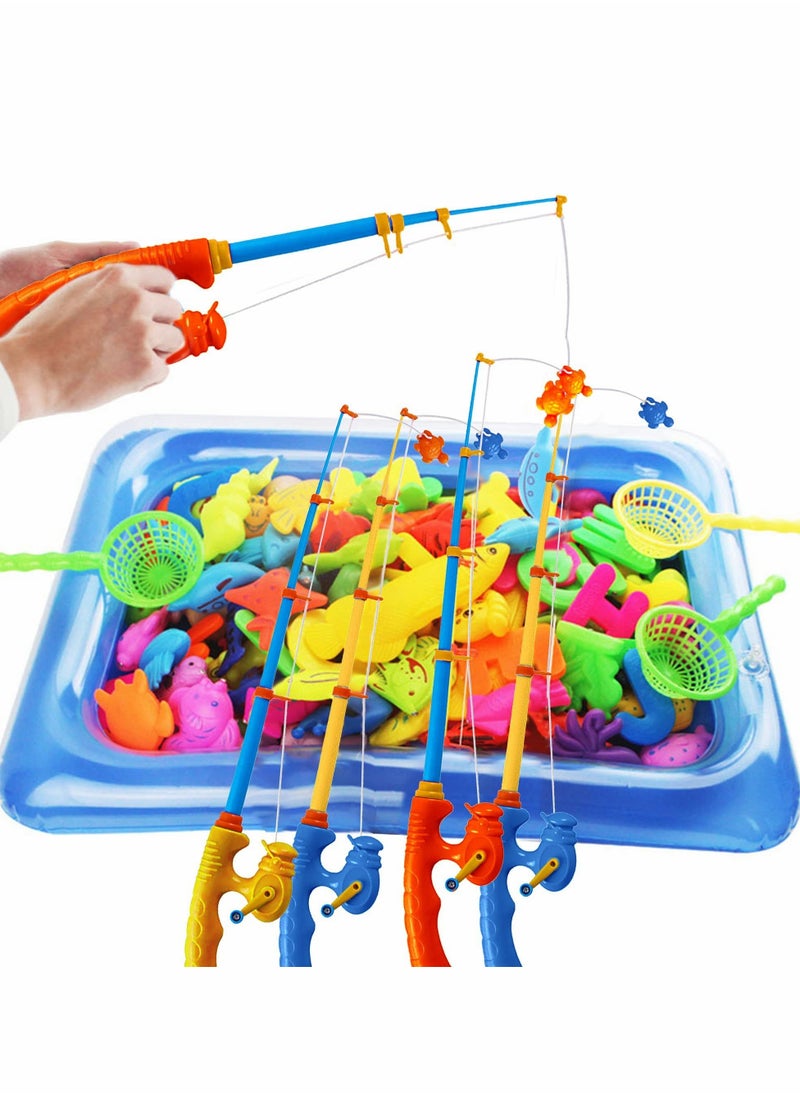 Excefore - 6 Pcs Fishing Rod Toy Magnetic Fishing Game Educational Learning Toys Plastic Floating Fish Toddler Color Ocean Sea Animals for Children and Adult - 3 Colors - Image 1