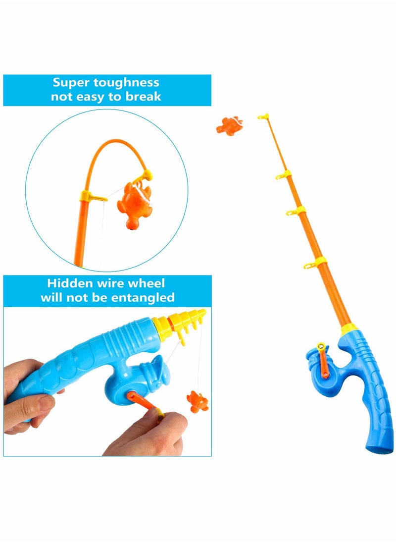Excefore - 6 Pcs Fishing Rod Toy Magnetic Fishing Game Educational Learning Toys Plastic Floating Fish Toddler Color Ocean Sea Animals for Children and Adult - 3 Colors - Image 1