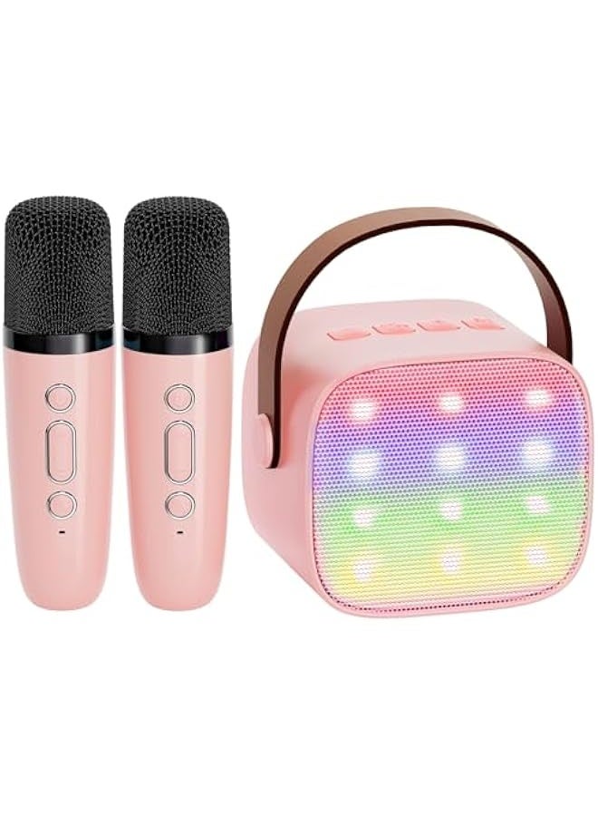 Mini Karaoke Machine for Kids Adults, Portable Bluetooth Speaker with 2 Wireless Microphones, TOP Birthday Gifts Toys for Girls Ages 3, 4, 5, 6, 7, 8, 9,10,11,12+ Years Old Toddler (Lightpink)  - Image 1