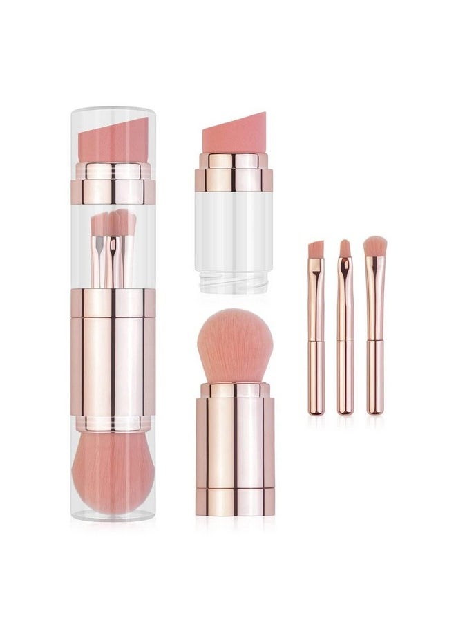 SKINPLUS SKINPLUS 5 In 1 Makeup Brush Set, Includes Foundation Brush, Face Brush, Lip Brush, Eyeshadow Brush and Eyebrow Brush, Travel Portable Mini Cosmetic Make Up Brushes Kits  - Image 1
