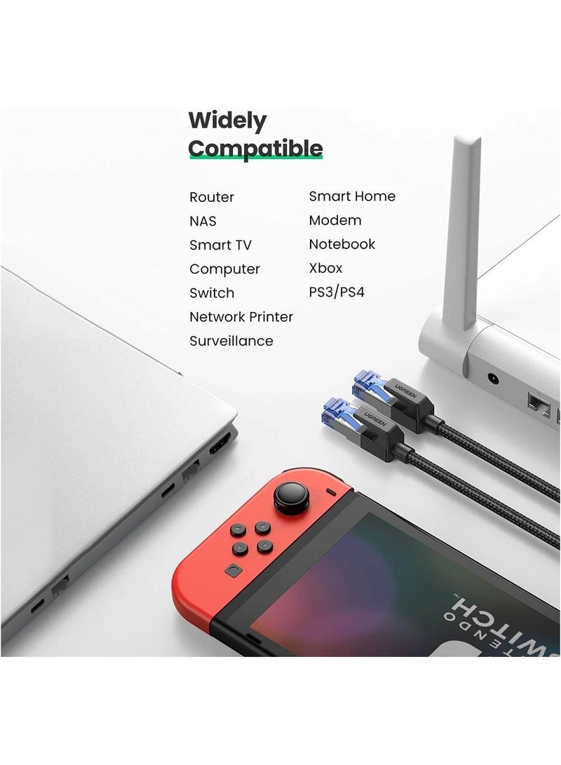 Ugreen UGREEN Cat8 Pure Copper Ethernet Cable Round Braided OD5.5mm 1.5m (Black) - Image 3