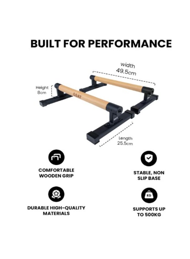 جوت  قضبان باراليتس PRO من G.O.A.T | فولاذ شديد التحمل | 38 سم | متينة | مقابض خشبية - Image 3