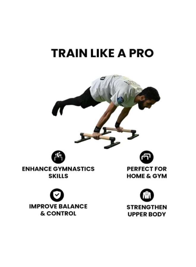 جوت  قضبان باراليتس PRO من G.O.A.T | فولاذ شديد التحمل | 38 سم | متينة | مقابض خشبية - Image 4