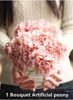 Kutis 1-Bundle Artificial Peony Flower Arrangement Living Room Decoration Table Ornaments Peony Bouquet Wedding Flowers Pink 26 x 14 Centimeter  - Image 1