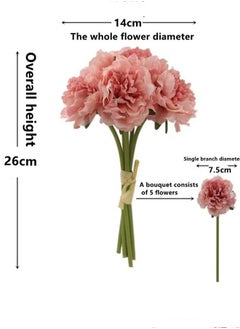 Kutis 1-Bundle Artificial Peony Flower Arrangement Living Room Decoration Table Ornaments Peony Bouquet Wedding Flowers Pink 26 x 14 Centimeter  - Image 5