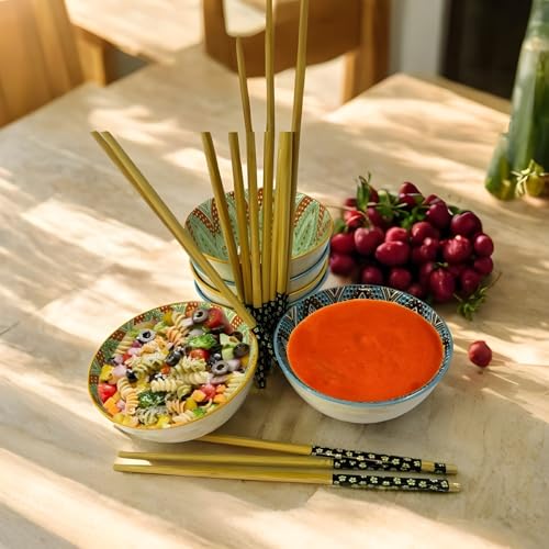 VELINEX® Colorful Ceramic Bowl Gift Box Set - Porcelain Dessert Bowls for Ice Cream, Soup, Cereal - Microwave & Dishwasher Safe - Unique Design - 280ml (Green, Pack of 4) - Image 4