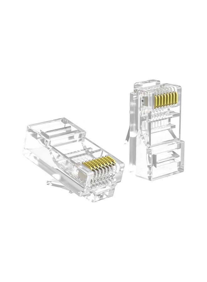 Haing 100 حزمة موصلات إيثرنت RJ45 Cat5e UTP - موصل شبكة مطلي بالذهب والنيكل من الدرجة القياسية لكابل LAN - Image 3