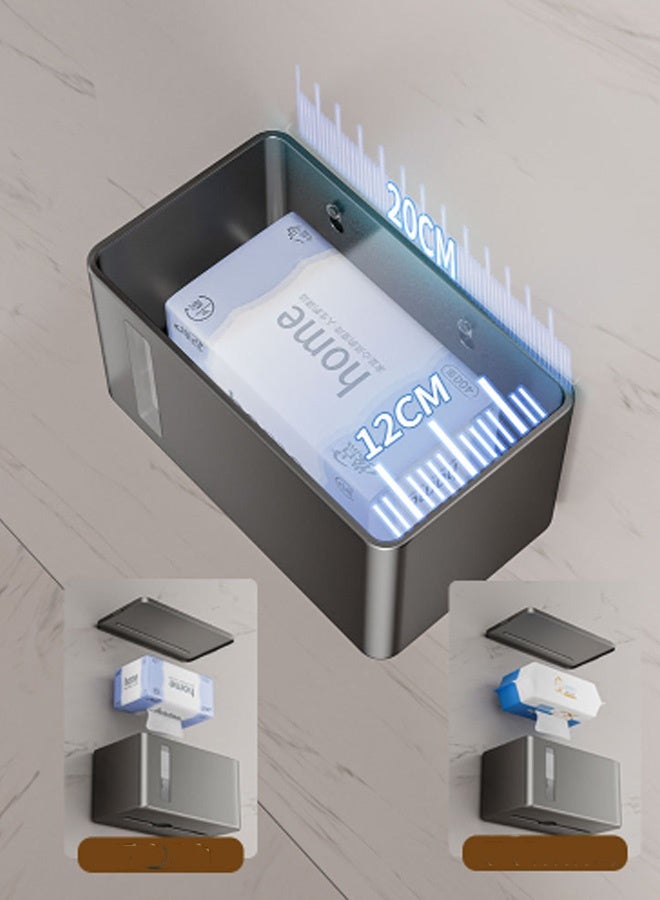 Reelyo Wall-Mounted Tissue Holder Punch-Free Tissue Dispenser Transparent Punch-Free Bathroom Toilet Paper Case Phone Rack Clear Tissue Storage  For Bathroom Living Room Bedroom  Office White - Image 4