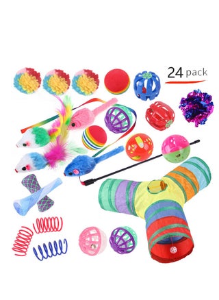 24 Pcs Cat Toys,Kitten Toys,Cat Toys Interactive Accessories for Indoor Cats,Cat Tunnel,Variety Teaser Wand with Feathers,Cat Toys for Kittens Biting,Catnip Fish,Mice,Balls for Cat Pet Lovers - pzsku/ZD4C706B3FCBA8D916761Z/45/_/1727277860/c21087b5-0483-4604-be51-4d152fde0ab0