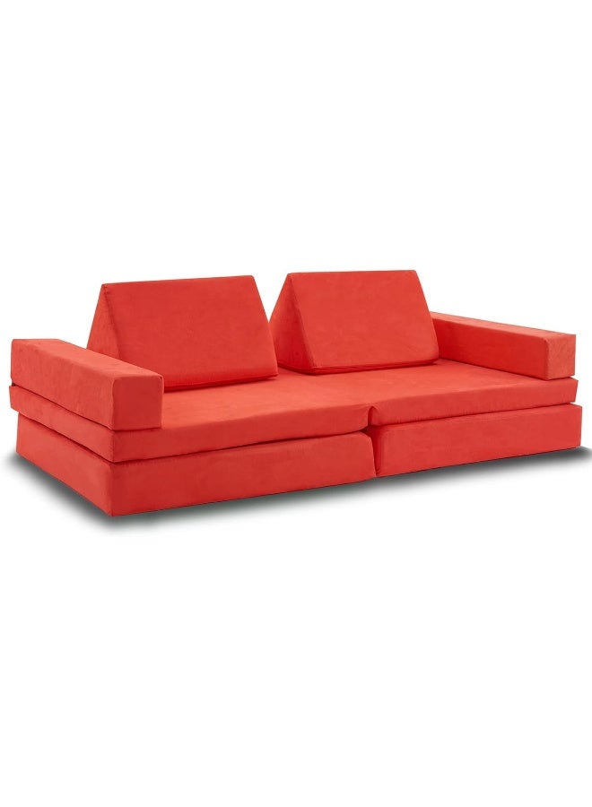 jela jela Kids Couch Extended Size 8PCS for Family, Floor Sofa Couch Modular Furniture for Kids Adults, Playhouse Play Set for Toddlers Babies, Modular Foam Play Couch Indoor  - Image 2