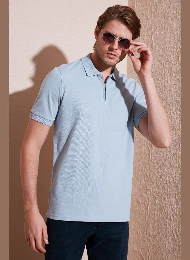 Buratti Cotton Regular Fit Half Zipper Polo Collar T Shirt Men's Polo Collar T-Shirt 5901029