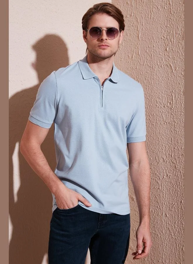 Buratti Buratti Cotton Regular Fit Half Zipper Polo Collar T Shirt Men's Polo Collar T-Shirt 5901029