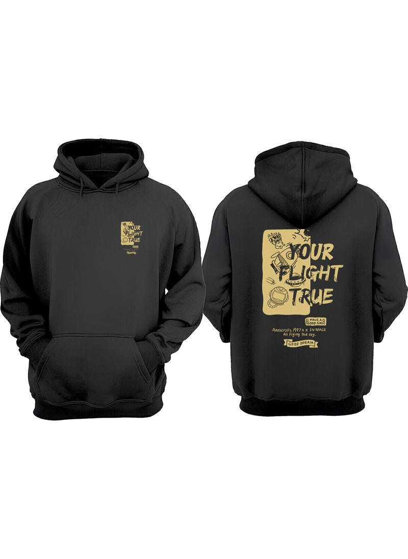 The Wert - Your Flight True Design Front Back Printed Regular Fit Black Sweatshirt - Image 1