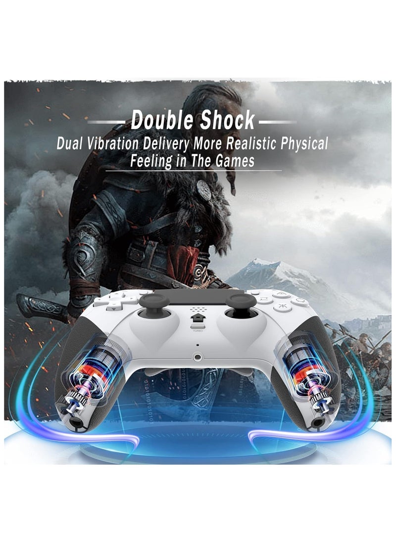 Anmi Wireless Pro Controller for PS4 Controller, Game Controller Compatible with Playstation 4/Slim/Pro/PC,Built-in 800mAh Rechargeable Battery/Responsive Joystick and Buttons/Audio/Turbo (White & Black)  - Image 4