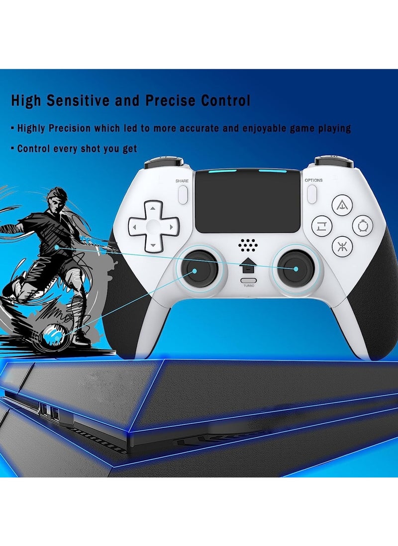 Anmi Wireless Pro Controller for PS4 Controller, Game Controller Compatible with Playstation 4/Slim/Pro/PC,Built-in 800mAh Rechargeable Battery/Responsive Joystick and Buttons/Audio/Turbo (White & Black)  - Image 3