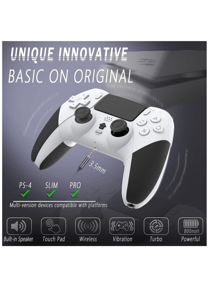 Anmi Wireless Pro Controller for PS4 Controller, Game Controller Compatible with Playstation 4/Slim/Pro/PC,Built-in 800mAh Rechargeable Battery/Responsive Joystick and Buttons/Audio/Turbo (White & Black)  - Image 5