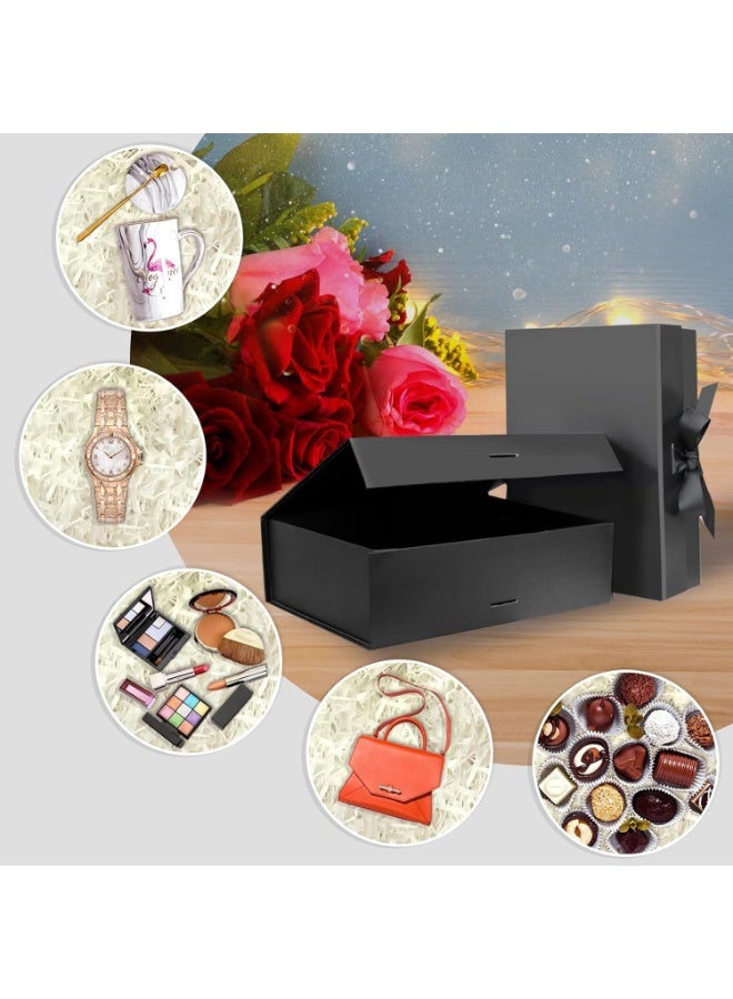 Little gorilla Luxury Magnetic Gift Box, Medium Gift Box with Ribbon, Folding Gift Box for Presents With Magnetic Lid, Suitable for Festival, Birthday, Anniversary, 26x19x8 cm（black） - Image 5
