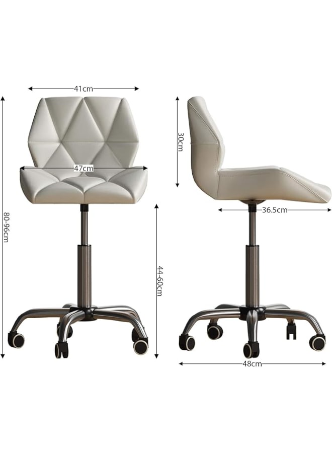 Markero Group White Secretary Chair – Adjustable Chrome Legs, Faux Leather Design for Office & Gaming - Image 2