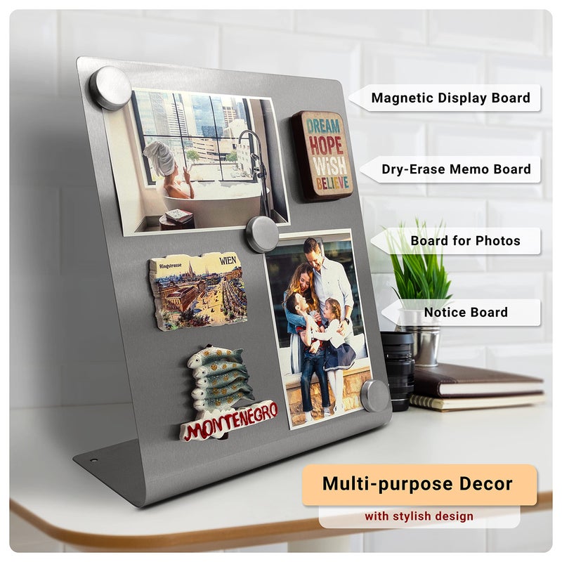 OutFormal Large Magnetic Bulletin Board for Tabletops – Dry Erase Memo Board with Stand – Metal Easel for Magnet Display – 12x10 Inches + 4 Magnets - Image 3