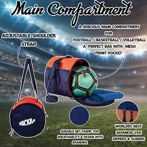 WHACKK Kick Soccer Navy Orange Football Equipment Bags|Basketball Volleyball Bags |Adjustable Strap Backpack |Ball Bag |Kitbag - Made in India - Image 3