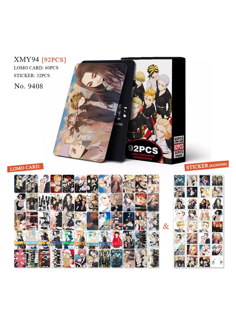 92 Pcs Tokyo Revenger Lomo Cards With Cartoon Stickers