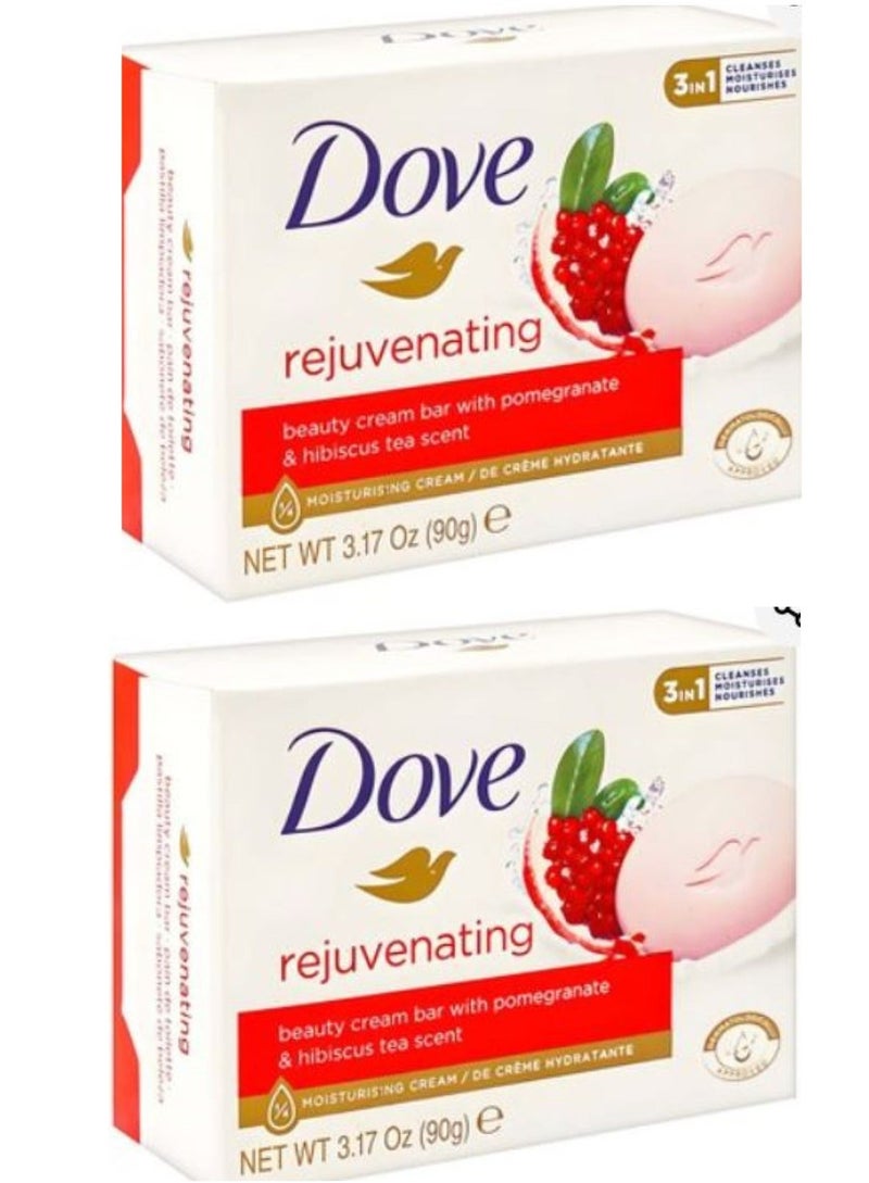 دوف قالب كريم تجميل مجدد للبشرة برائحة الرمان وشاي الكركديه، 90 غرام، قطعتان - Image 1