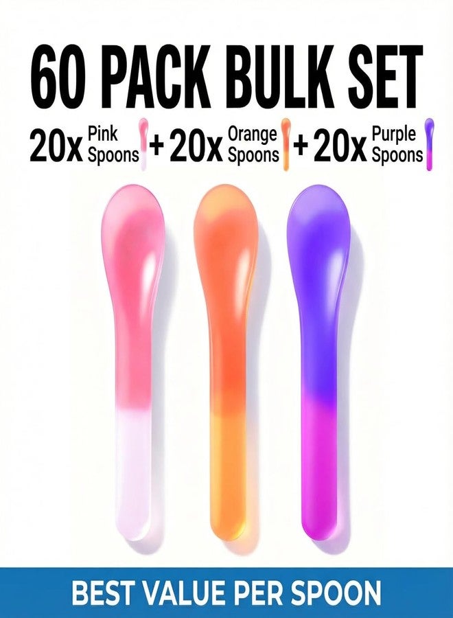 Gugowin Color Changing Spoons Reusable, Set of 60, Cake Pudding Spoons,Birthday Party Spoons,Dessert Spoons,Ice Cream Spoons,Ice Cream Sundae Bar Supplies,Individually Wrapped! - Image 3