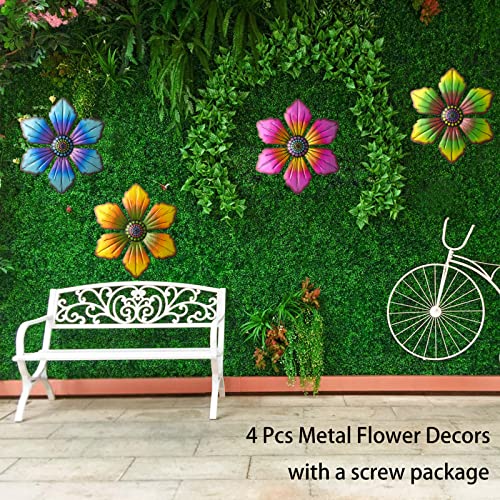 Gooyule Metal Flower Wall Art - Colorful Floral Decor for Indoor Outdoor Hanging - Home Office Garden Yard Wall Decoration Set (Metal Flower Decor B) - Image 2
