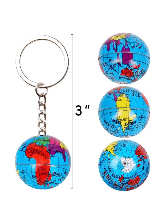 PROLOSO 48 Pcs Globe Keychains Bulk For Kids World Planet Earth Theme Keyrings Toy 1 Inch - Image 4