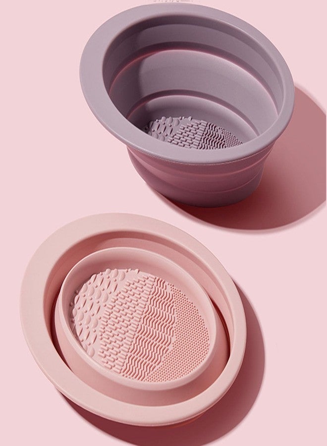 ArrErr 3 Pack Makeup Brush Cleaner Mat Foldable Silicone Makeup Brush Cleaner Bowl Pads Portable Scrubber Cleaning Tool for Makeup Brush Set Foundation Powder Concealers Eye Shadows Makeup Brushes - Image 3