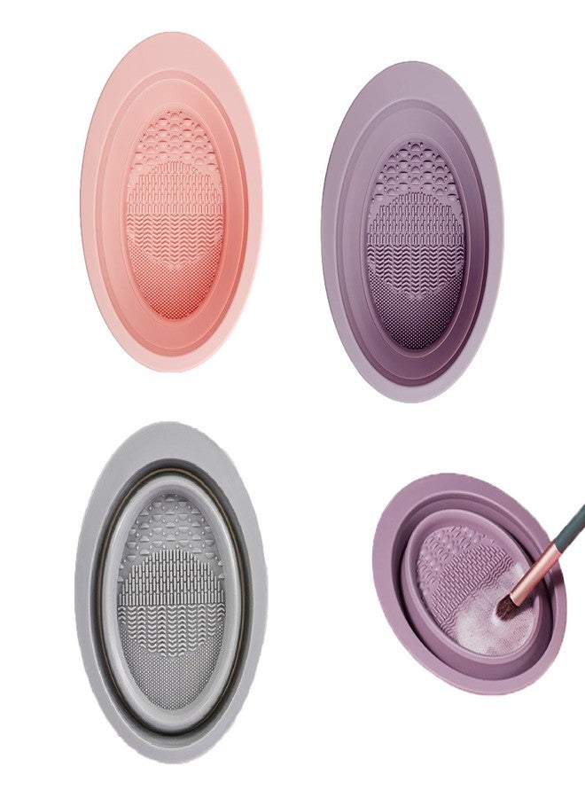 ArrErr 3 Pack Makeup Brush Cleaner Mat Foldable Silicone Makeup Brush Cleaner Bowl Pads Portable Scrubber Cleaning Tool for Makeup Brush Set Foundation Powder Concealers Eye Shadows Makeup Brushes - Image 1