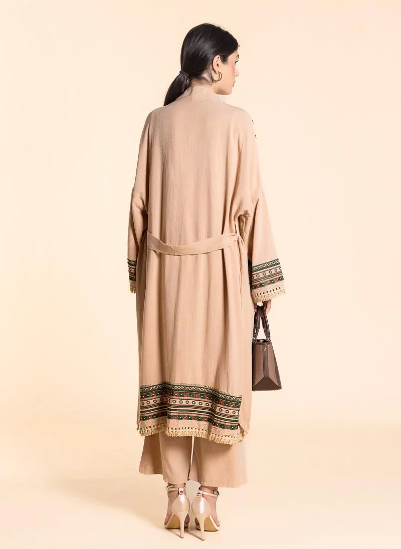 SHAPES DETAILED EMBROIDERED KIMONO SET