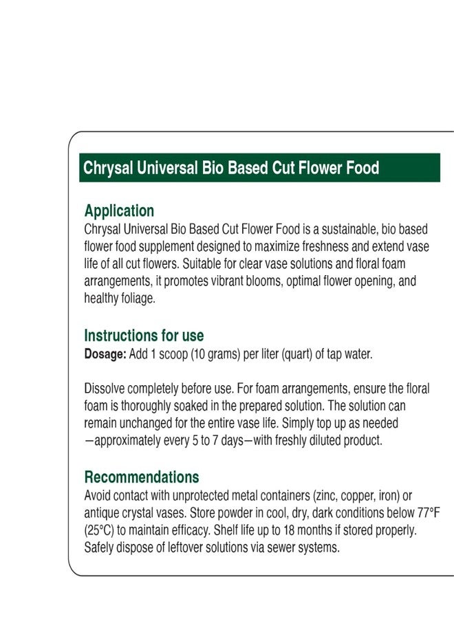 Chrysal Bio-Based Flower Food - Universal Flower Preservative for Fresh Cut Flowers - Eco-Friendly 10 oz Jar with Scoop - Extends Vase Life by Up to 60% - Image 4