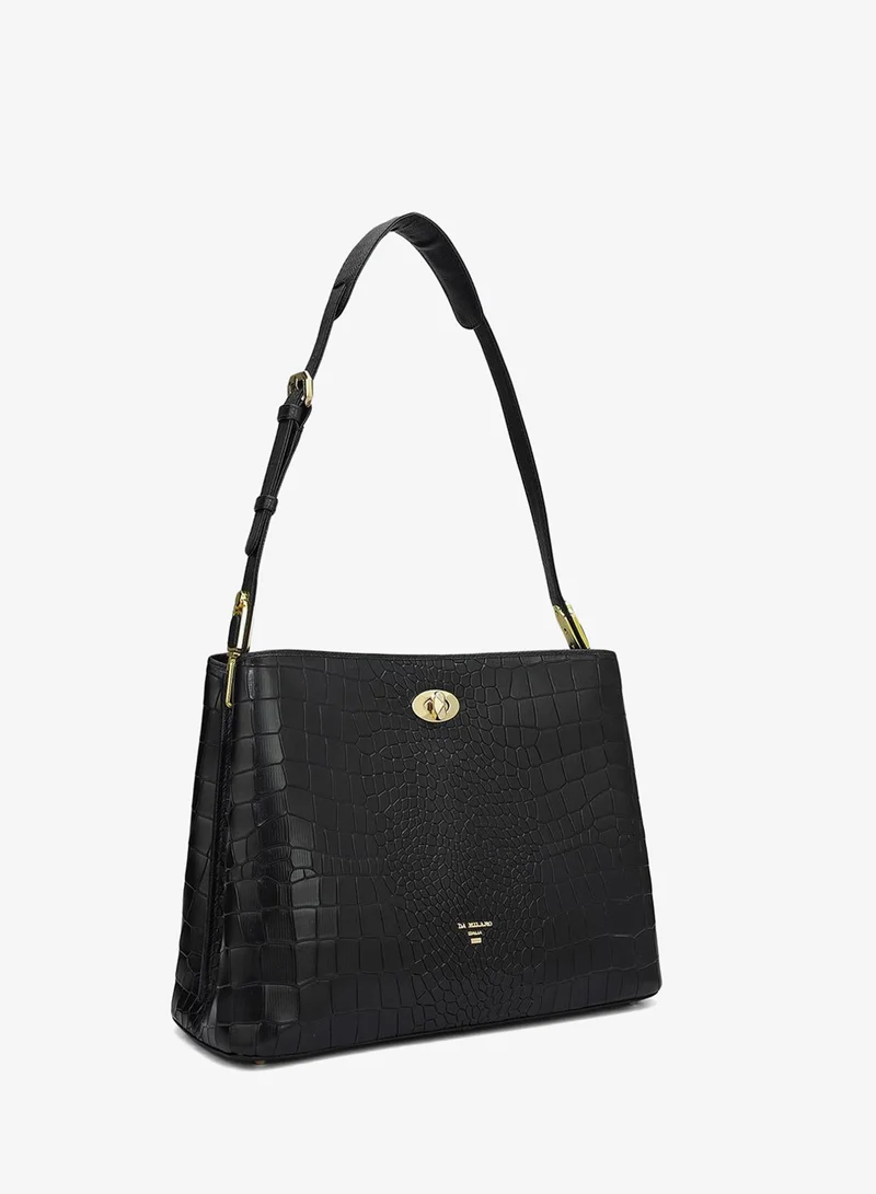 Da Milano Genuine Leather Black Tote Bag