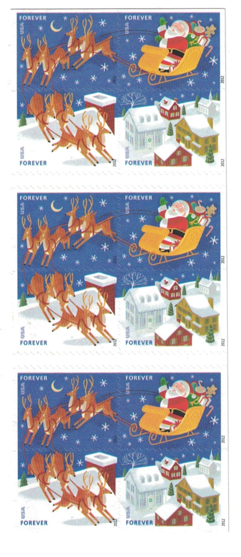 USPS Santa and Sleigh (Sheet of 20) First-Class Mail Forever Postage Stamps 2012 Scott 4712-4715 - Image 2