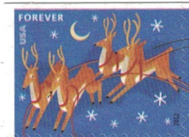 USPS Santa and Sleigh (Sheet of 20) First-Class Mail Forever Postage Stamps 2012 Scott 4712-4715 - Image 4