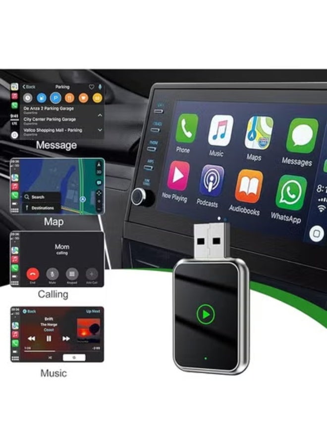 محول لاسلكي 2 في 1 (كاربلاي وأندرويد أوتو) - اتصال واي فاي 5.0 جيجاهرتز مستقر - توصيل وتشغيل مباشر بمنافذ USB A/C لموبايلات الآيفون والأندرويد - Image 2