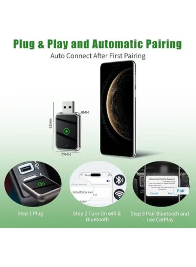 محول لاسلكي 2 في 1 (كاربلاي وأندرويد أوتو) - اتصال واي فاي 5.0 جيجاهرتز مستقر - توصيل وتشغيل مباشر بمنافذ USB A/C لموبايلات الآيفون والأندرويد - Image 5