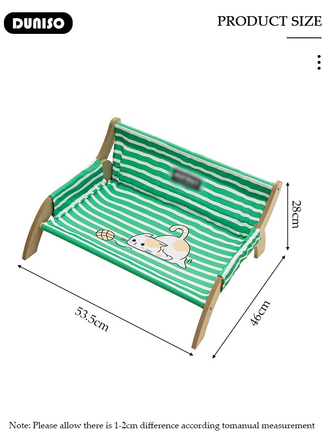 DUNISO Cat Lounge Chair Breathable Natural Solid Wood Cat Bed Comfortable Wooden Cat Chair Durable Washable Canvas Mini Beach Chair for Cats for Indoor Outdoor - Image 2