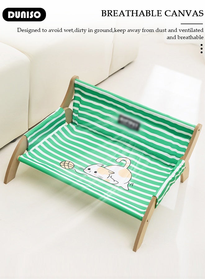 DUNISO Cat Lounge Chair Breathable Natural Solid Wood Cat Bed Comfortable Wooden Cat Chair Durable Washable Canvas Mini Beach Chair for Cats for Indoor Outdoor - Image 4
