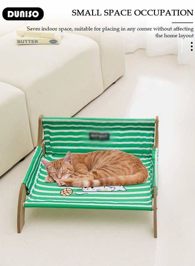 DUNISO Cat Lounge Chair Breathable Natural Solid Wood Cat Bed Comfortable Wooden Cat Chair Durable Washable Canvas Mini Beach Chair for Cats for Indoor Outdoor - Image 5