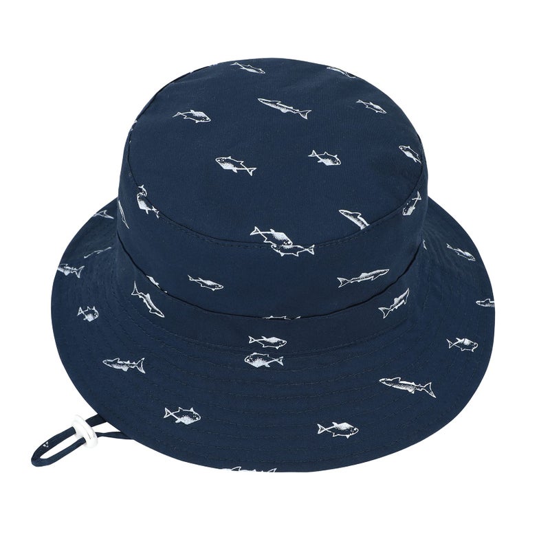 Durio Sun Hat Bucket Hats Wide Brim Summer Hat Sun Protection Beach Hat C Navy Fish 6-12 Months - Image 3