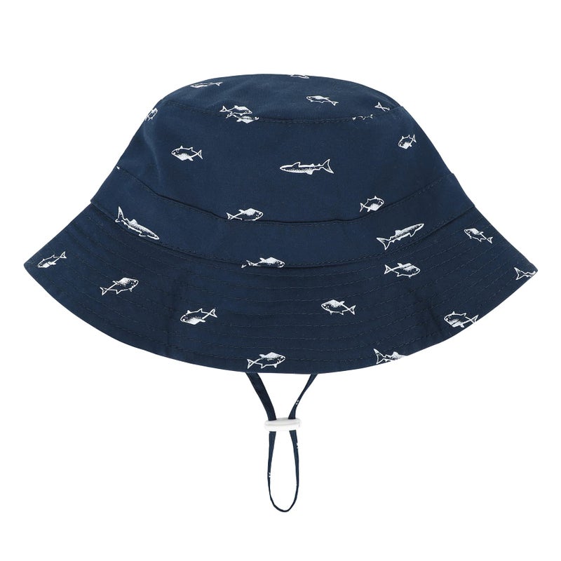 Durio Sun Hat Bucket Hats Wide Brim Summer Hat Sun Protection Beach Hat C Navy Fish 6-12 Months - Image 4