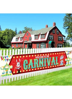 KATCHON Big Welcome To The Carnival Banner 120X20 Inch ; Carnival Theme Party Decorations ; Carnival Backdrops For Party ; Carnival Decorations For Event Outdoor ; Circus Backdrop Circus Party Decorations  - Image 1