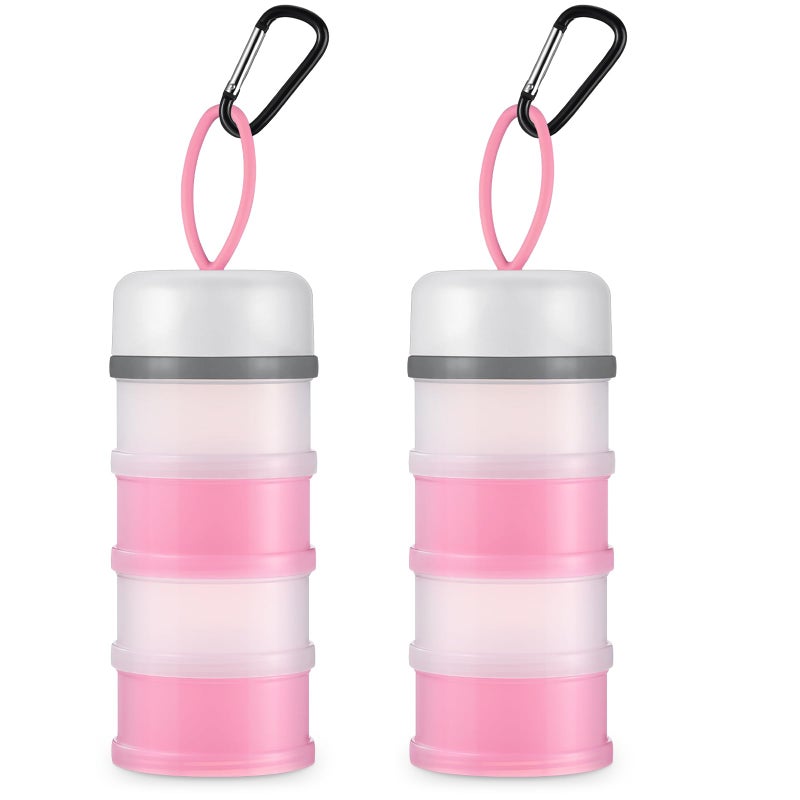 Baderke Baderke 2 Pcs Protein Powder Container with Funnels Stand  4 Stackable Leakproof Protein Powder Dispenser  Portable Keychain Powder Container for Workout  Fitness  Travel(Pink  White)  - Image 1