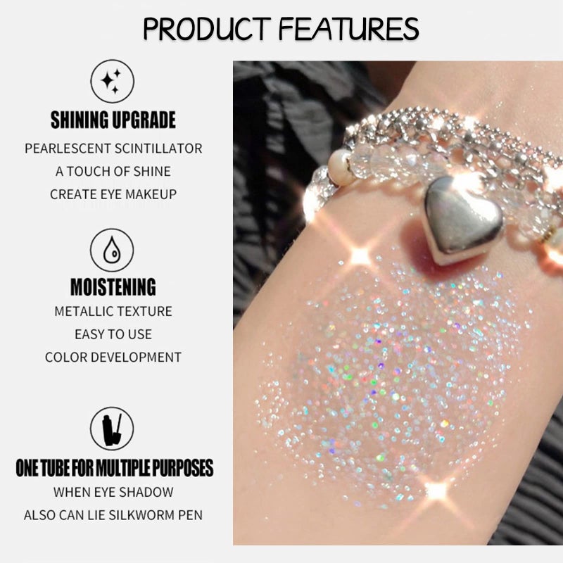 Erinde Liquid Glitter Eyeshadow Eyeliner, Korean Makeup Bling Under Eye Shadow, Shimmer Metallic, Lightweight Waterproof Long Wearing, Loose Glue for Sparkly Crystals Eye Makeup, Colorful Sequins - Image 3