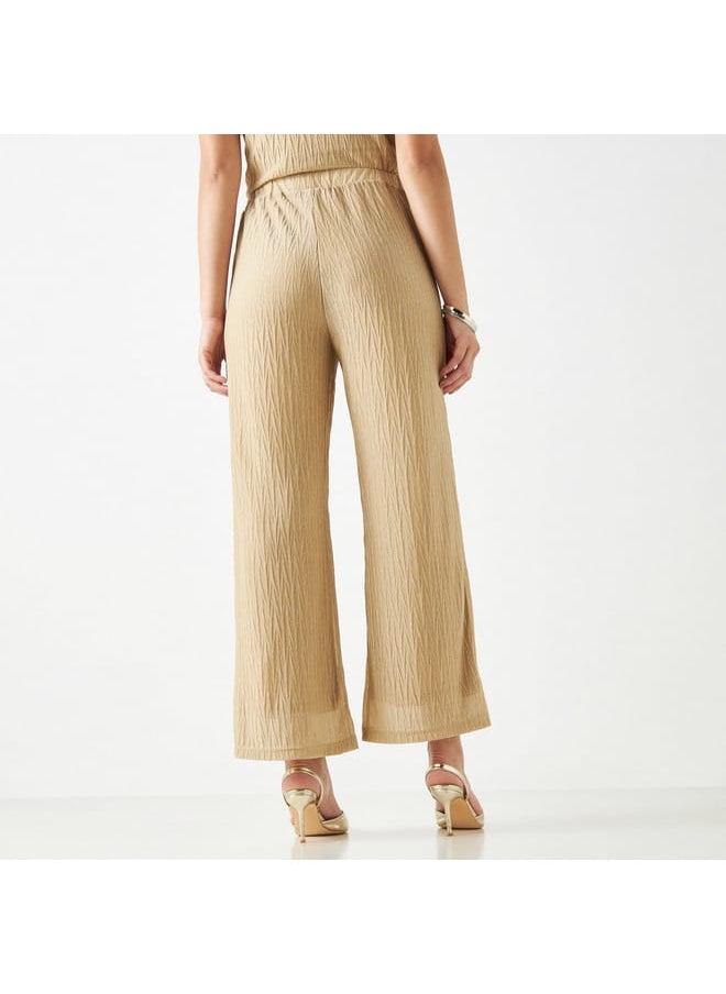 Iconic Iconic Textured Flared Knit Pants with Elasticated Waistband  - Image 3