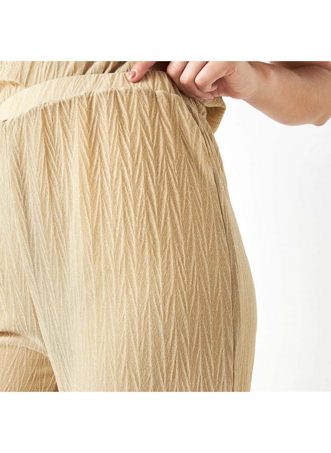 Iconic Iconic Textured Flared Knit Pants with Elasticated Waistband  - Image 4