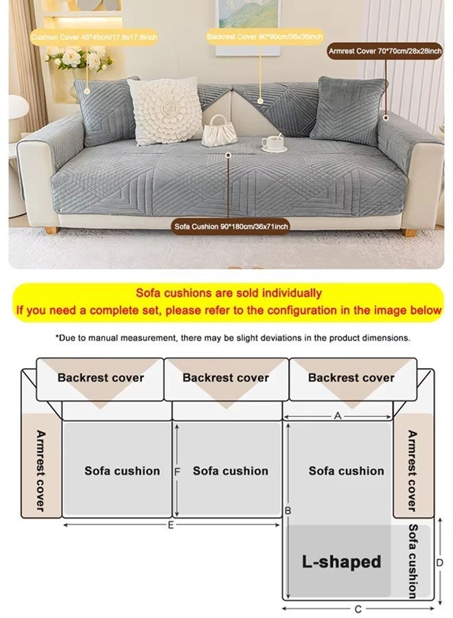 وسادة أريكة بسيطة وعصرية، غطاء أريكة غير قابل للانزلاق، وسادة مسطحة، غطاء أريكة هولندي عالمي مناسب لأربعة فصول، متعدد المقاسات، مقاوم للتآكل، متسخ، قابل للغسل، يمكن إزالته (رمادي) - Image 4