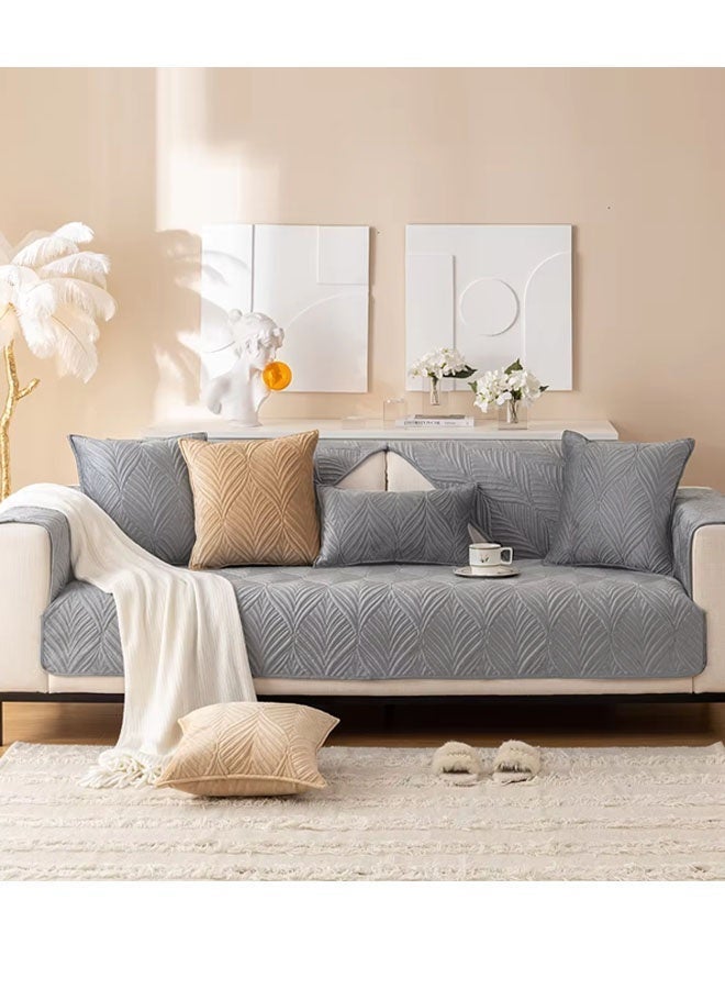 وسادة أريكة بسيطة وعصرية، غطاء أريكة غير قابل للانزلاق، وسادة مسطحة، غطاء أريكة هولندي عالمي مناسب لأربعة فصول، متعدد المقاسات، مقاوم للتآكل، متسخ، قابل للغسل، يمكن إزالته (رمادي) - Image 1